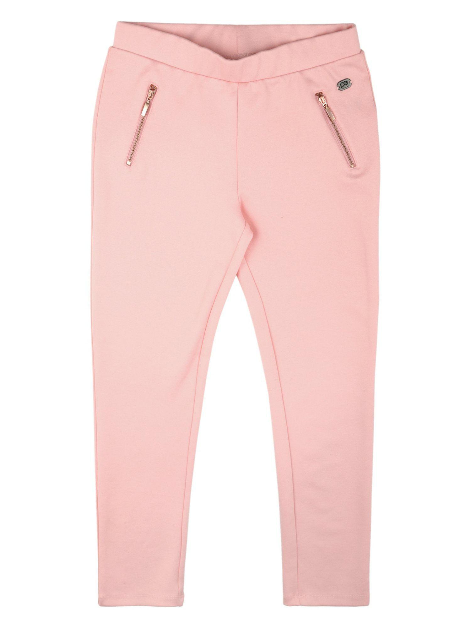 girls pink solid leggings