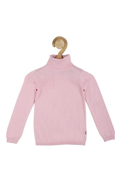 girls pink solid regular fit sweater