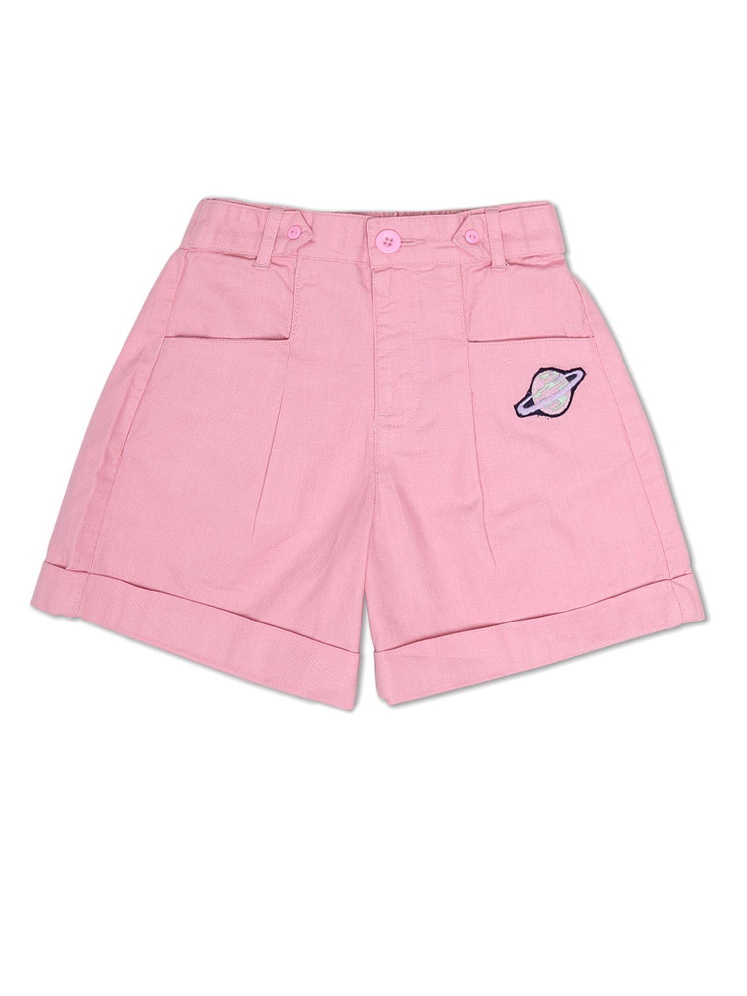 girls pink solid shorts