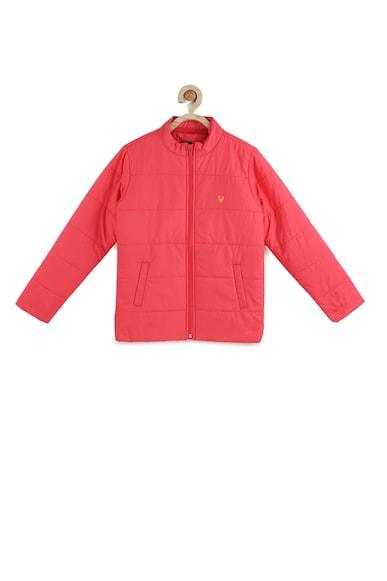 girls pink textured regular fit  jacket