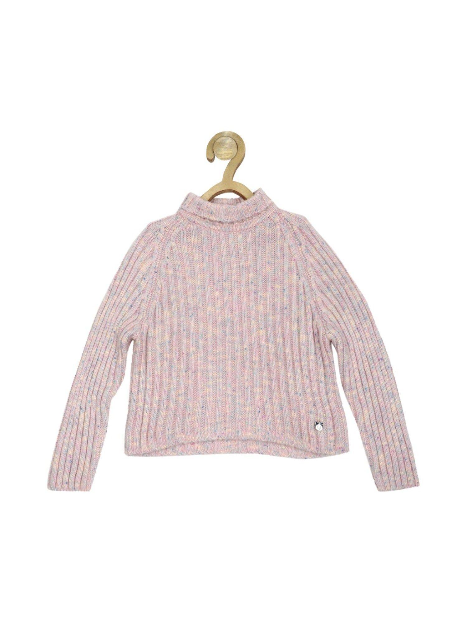 girls pink textured regular fit sweater