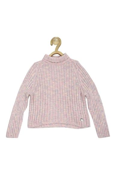 girls pink textured regular fit sweater