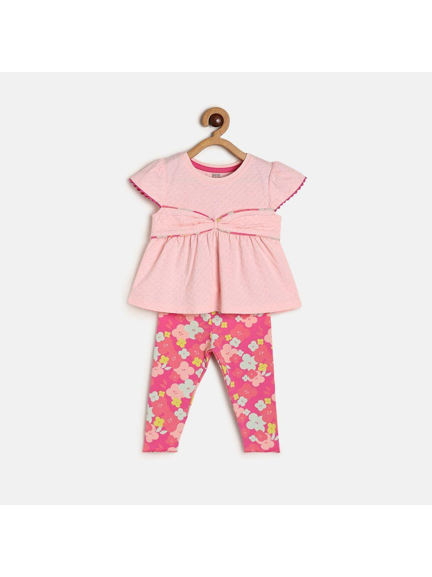 girls pink top and leggings (set of 2)