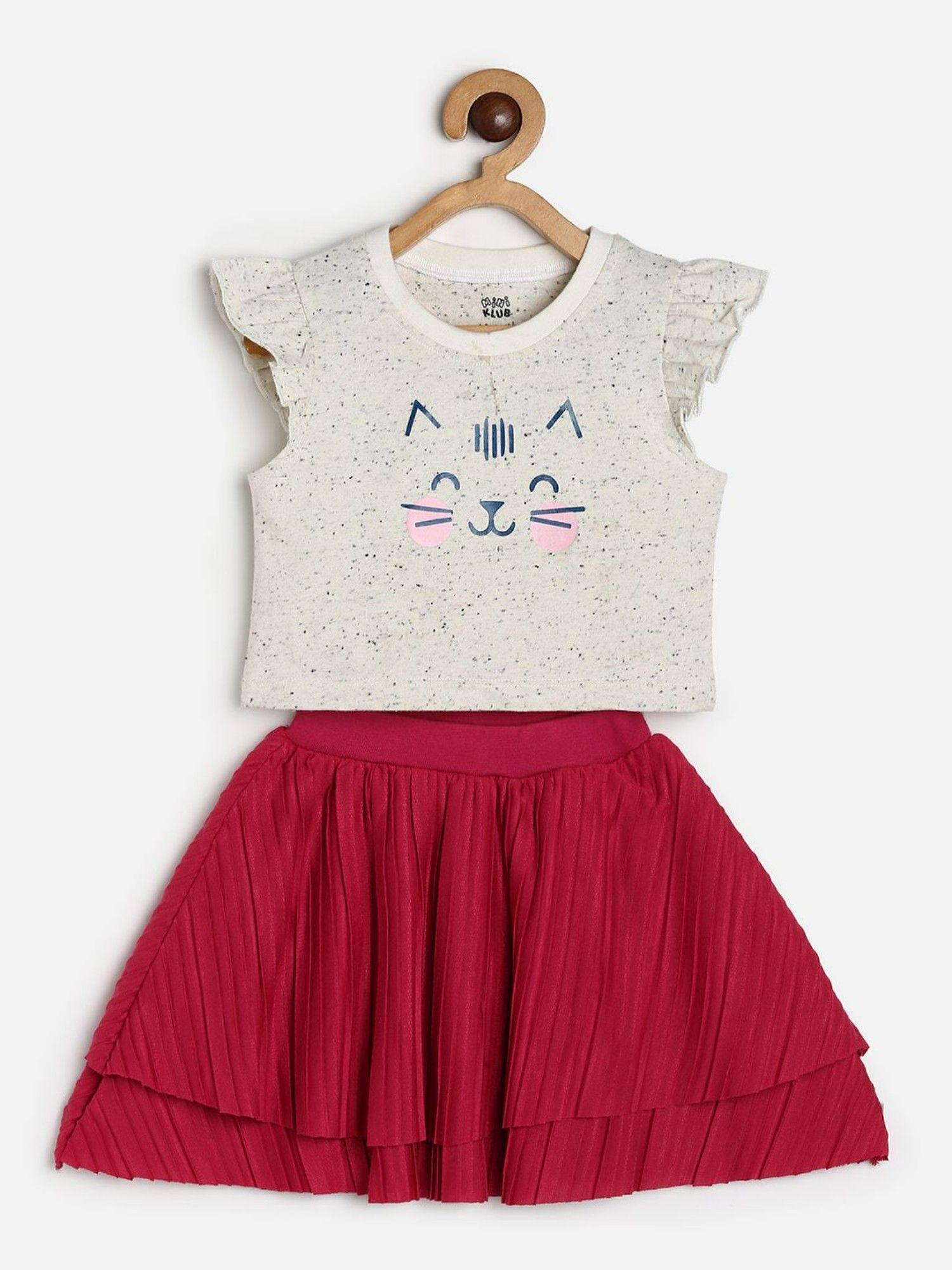 girls pink top and skirt (set of 2)