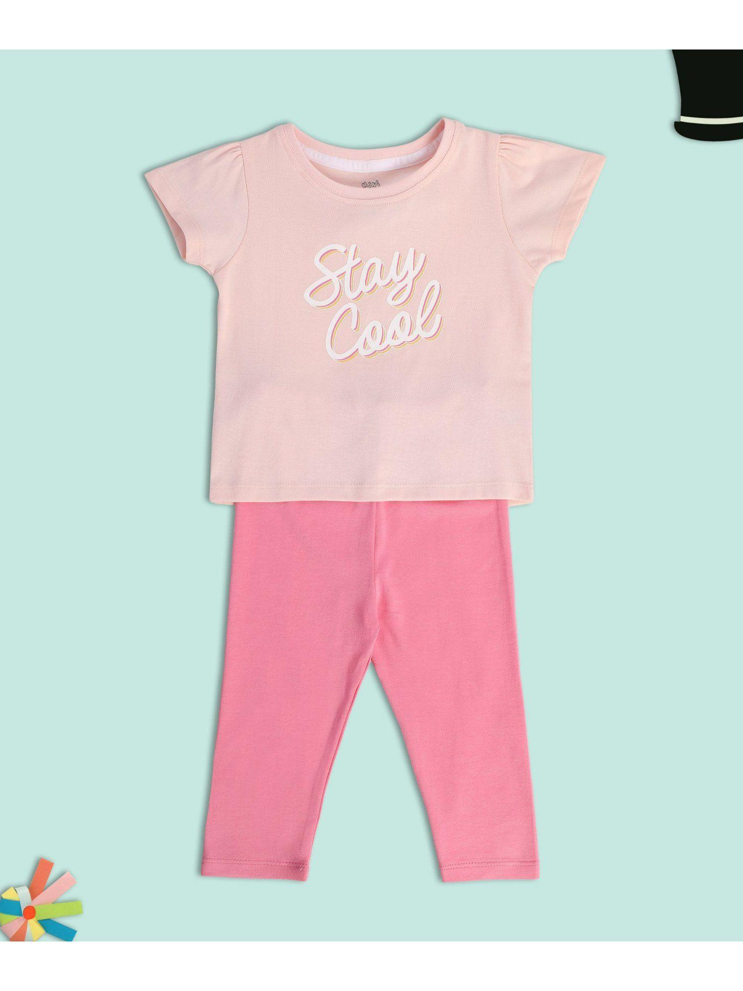 girls pink top and trousers (set of 2)
