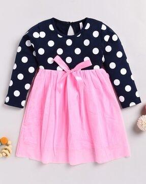 girls polka-dot print fit & flare dress