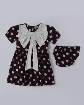 girls polka-dot print fit & flare dress