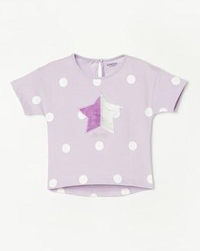 girls polka-dot print regular fit t-shirt