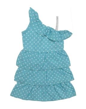 girls polka-dot tiered dress with ruffled detail