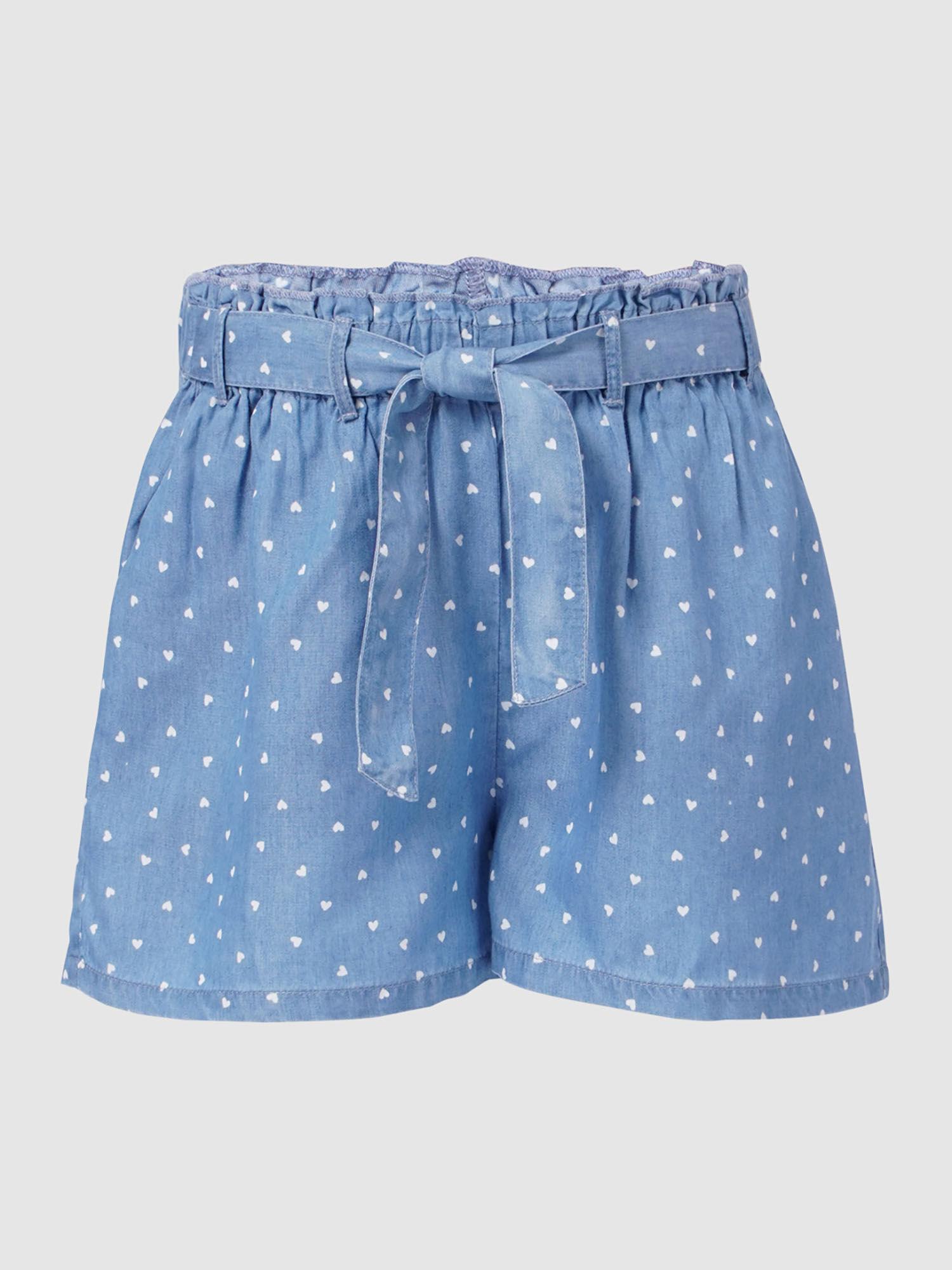 girls printed blue shorts (set of 2)
