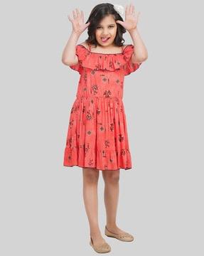 girls printed fit & flare dress