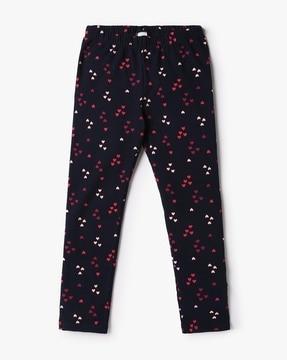 girls printed knitted leggings with elasticated waist