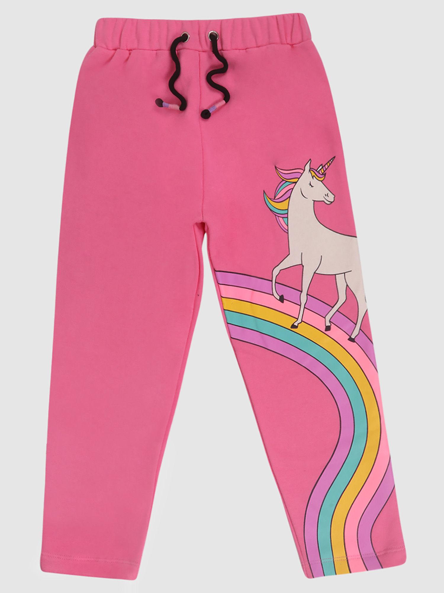 girls printed pink joggers