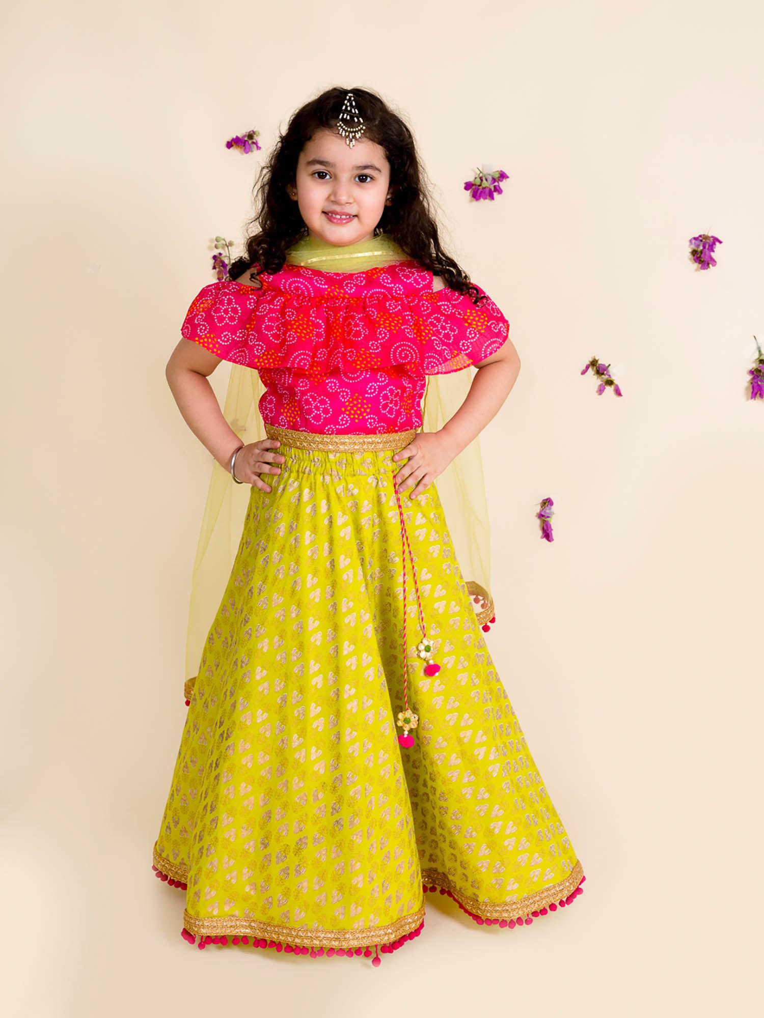 girls printed ready to wear lehenga with choli & dupatta (set of 3)