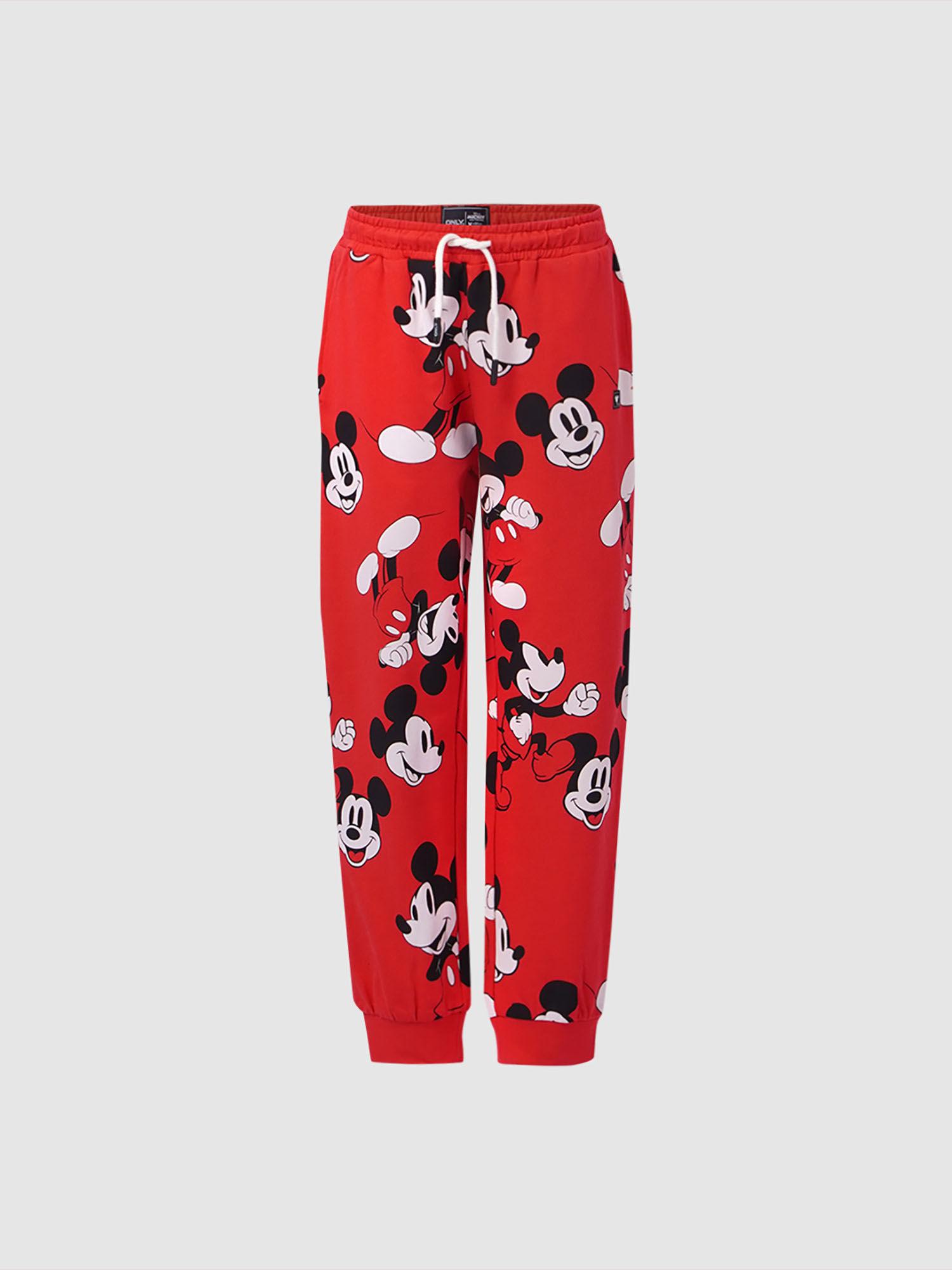 girls printed red trackpant