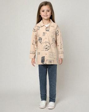 girls printed regular fit shirt