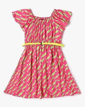 girls printed regular print a-line dress