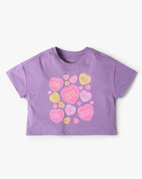girls printed relaxed fit round-neck t-shirt