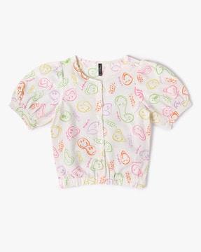 girls printed relaxed fit top