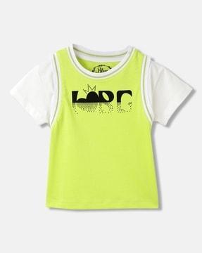 girls printed round-neck t-shirt with short sleeves