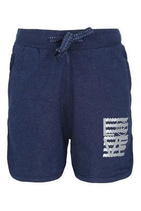 girls printed shorts - blue melange