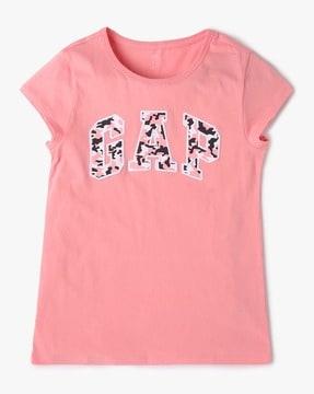 girls printed slim fit round-neck t-shirt