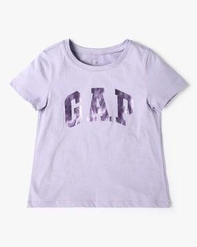 girls printed slim fit round-neck t-shirt