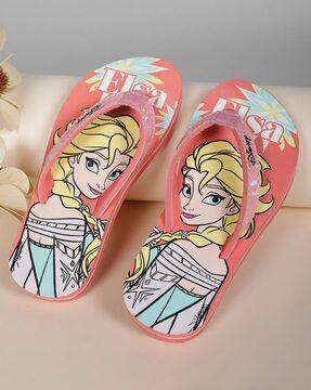 girls printed tong-strap flip-flops