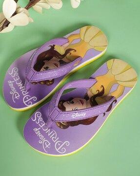 girls printed tong-strap flip-flops