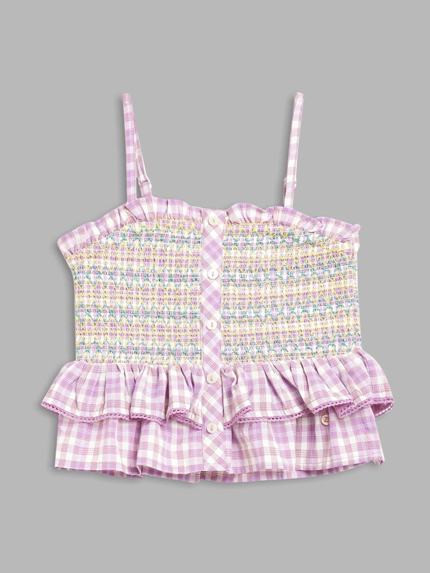 girls purple checked top