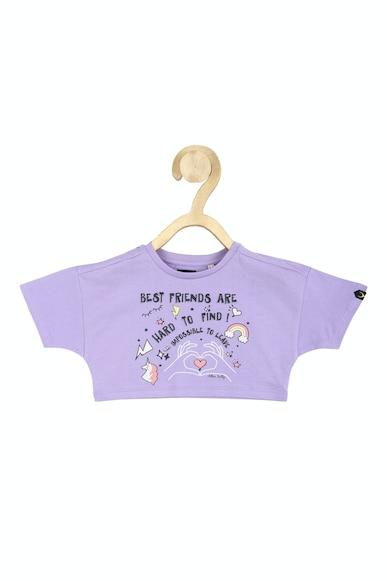 girls purple graphic print casual t-shirt