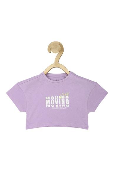girls purple graphic print casual t-shirt