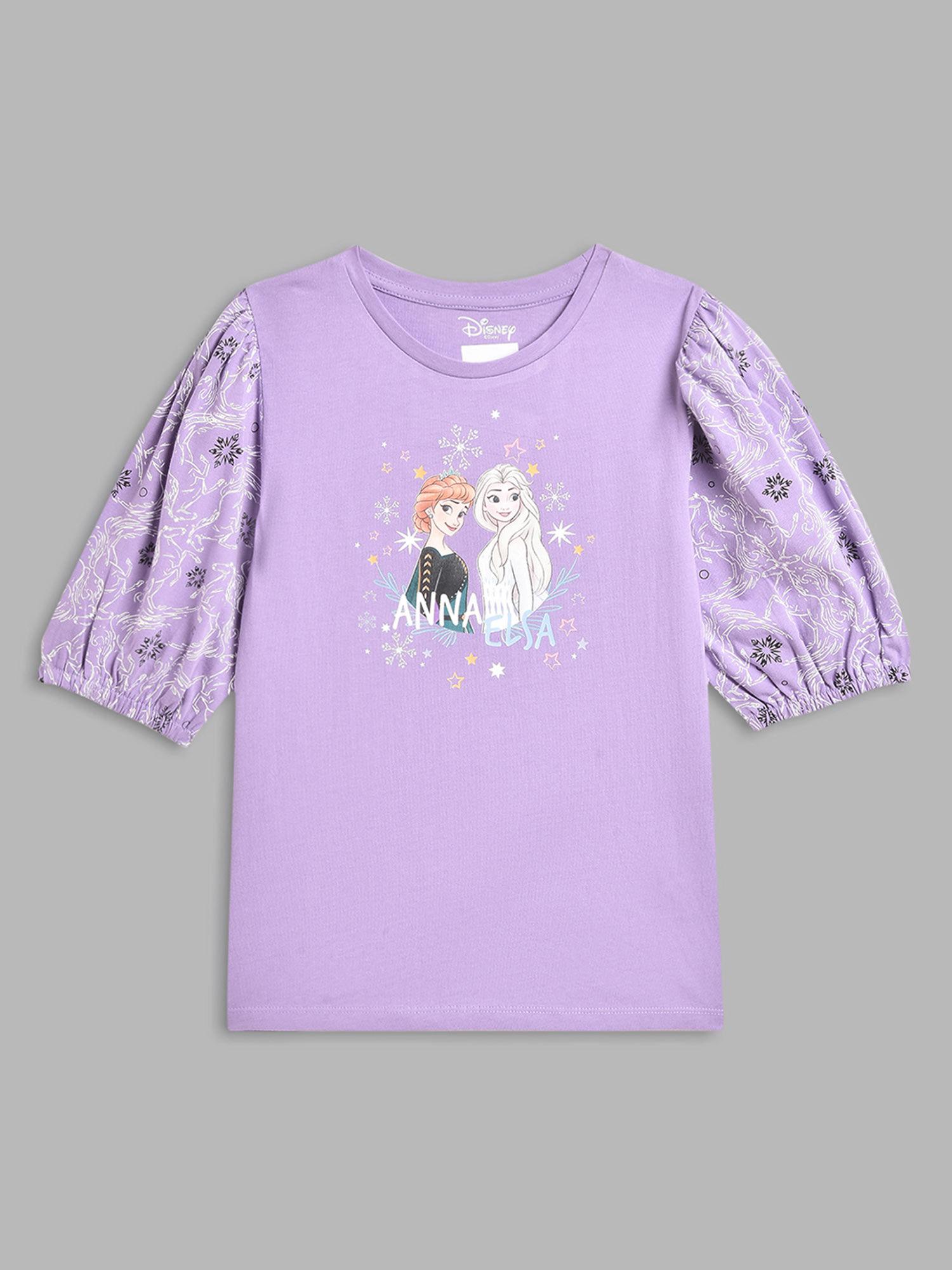 girls purple printed t-shirt