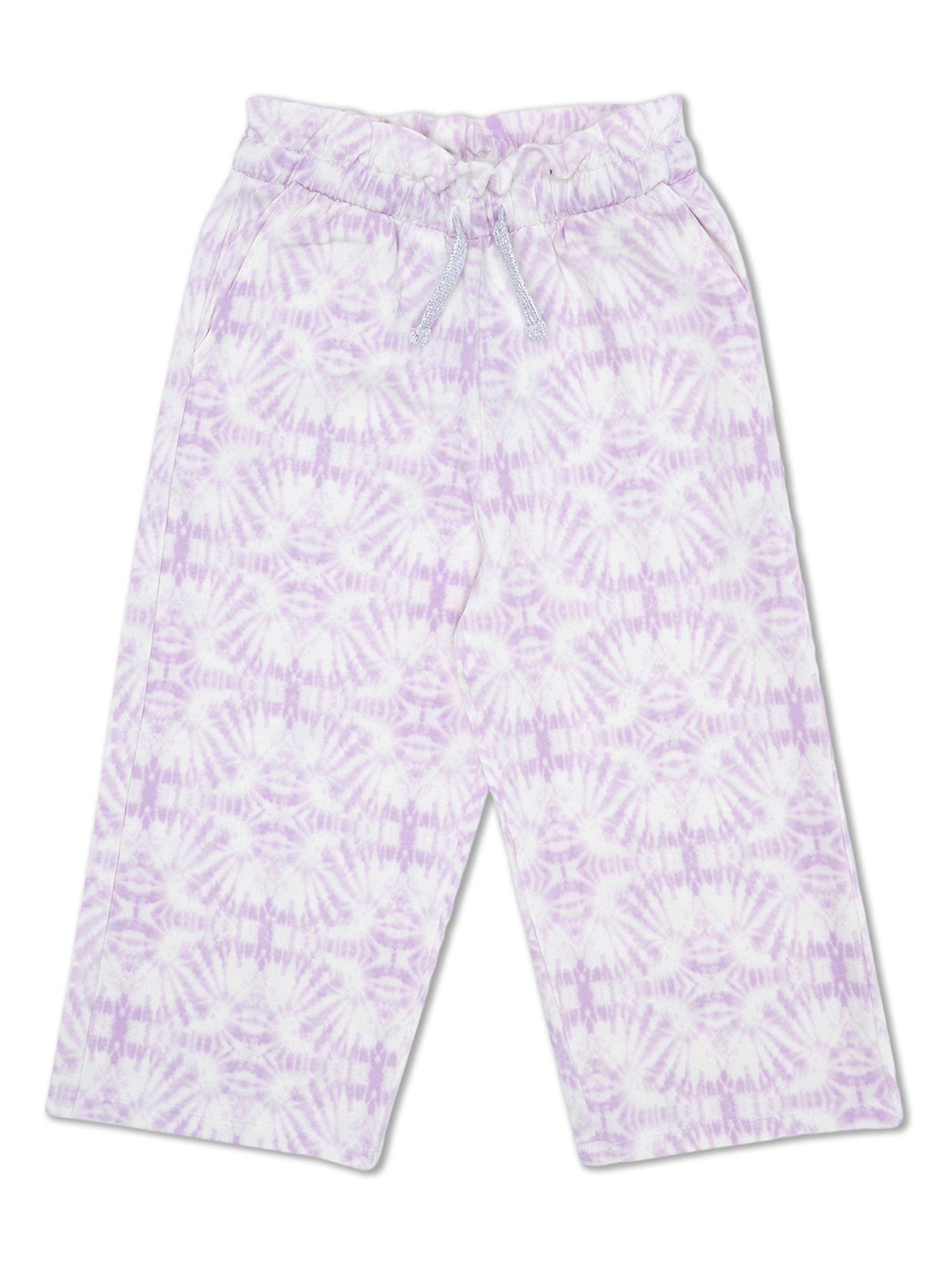 girls purple printed trousers
