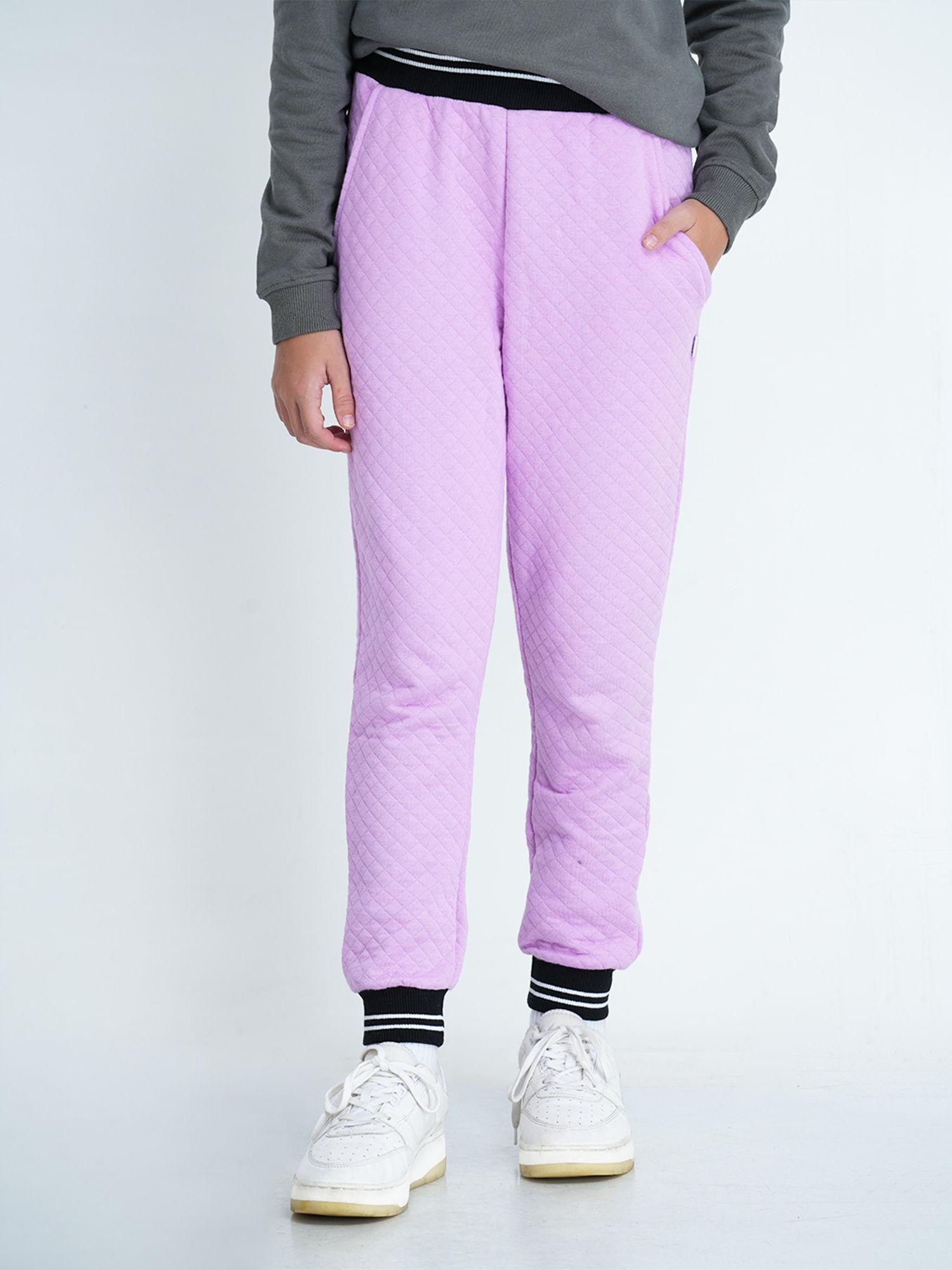 girls purple quilted track pant