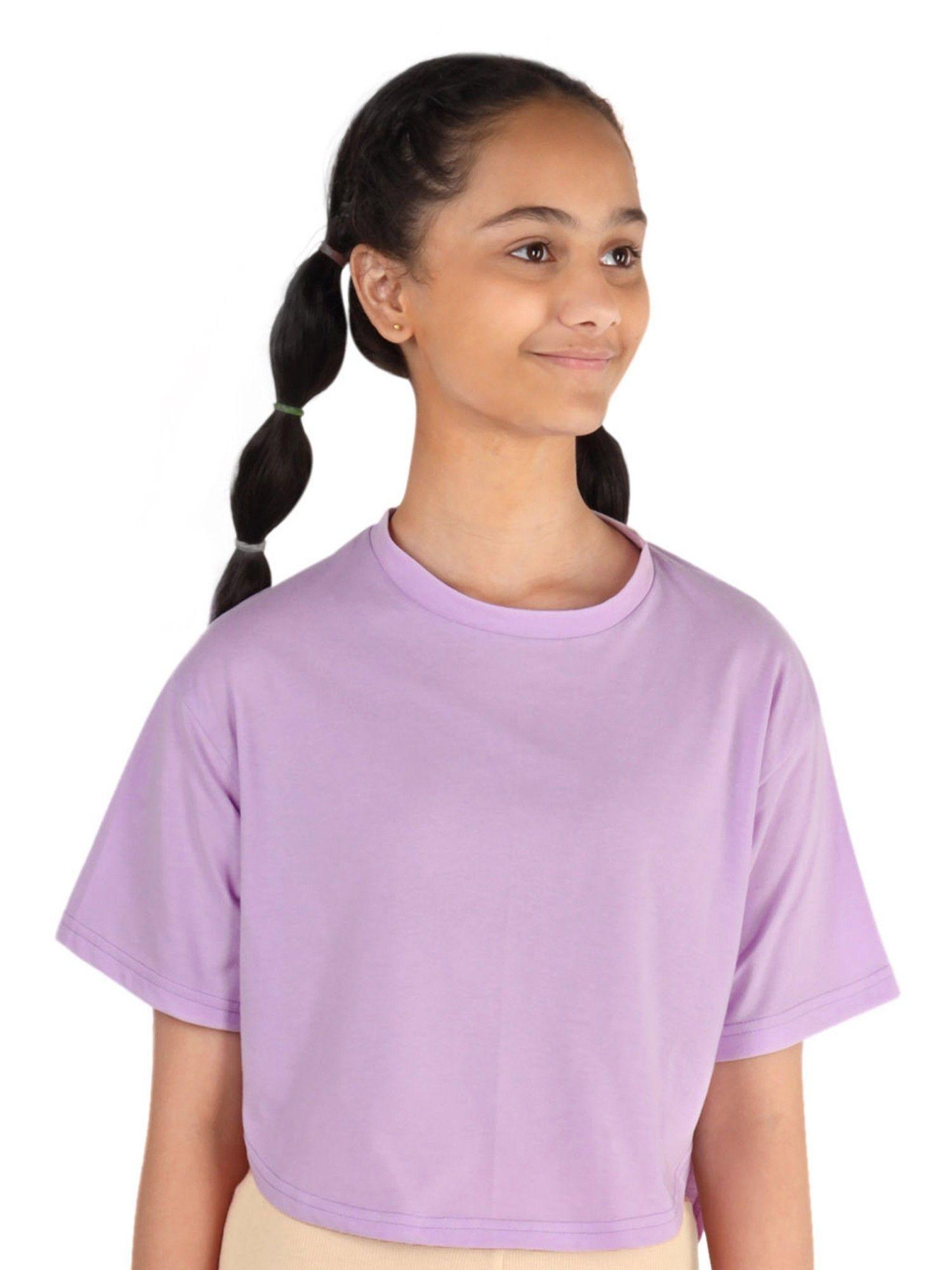 girls purple t-shirt solid plain