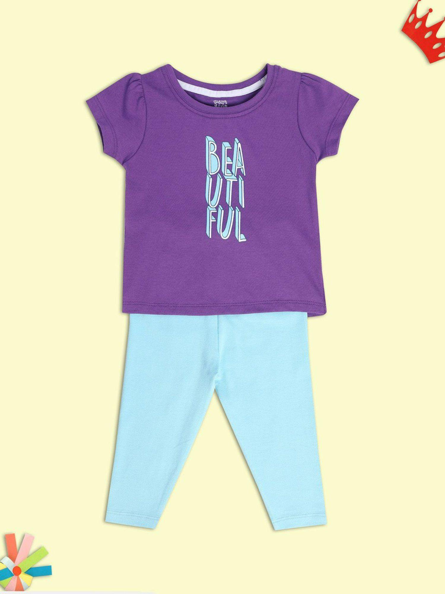 girls purple top and trousers (set of 2)