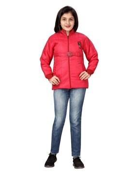 girls quilted bomber jacket with belt