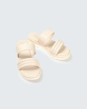 girls quilted double-strap slip-on sandals