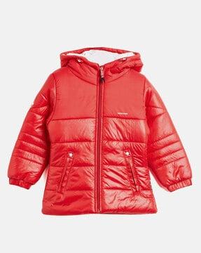 girls quilted hooded bomber jacket