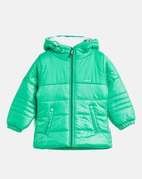 girls quilted hooded bomber jacket