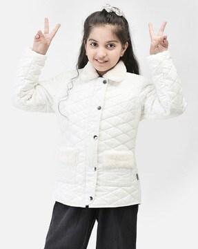 girls quilted jacket with button-closure