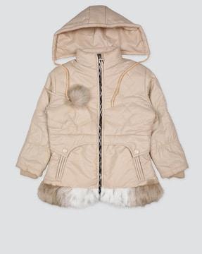 girls quilted zip-front hooded jacket