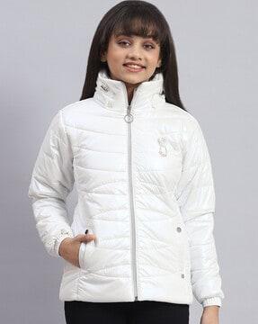 girls quilted zip-front jacket