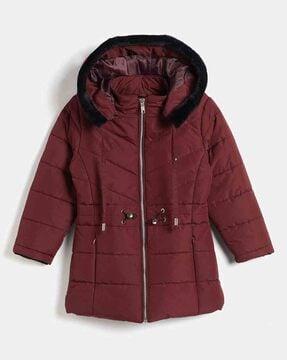 girls quilted zip-front puffer jacket