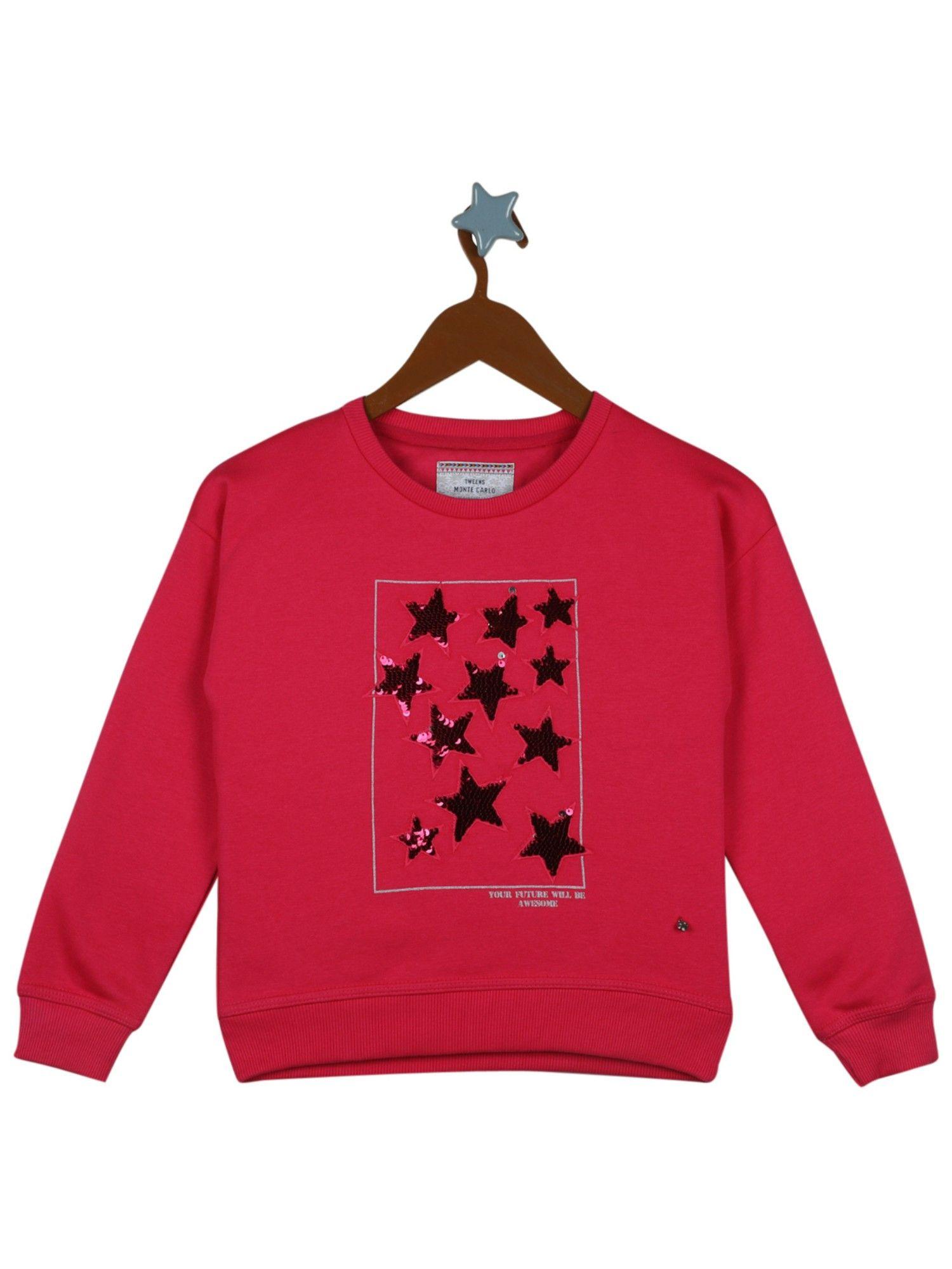 girls red cotton blend embellished sweatshirt