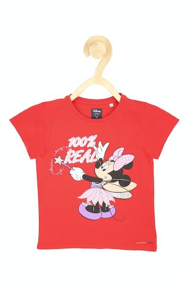 girls red graphic print casual t-shirt