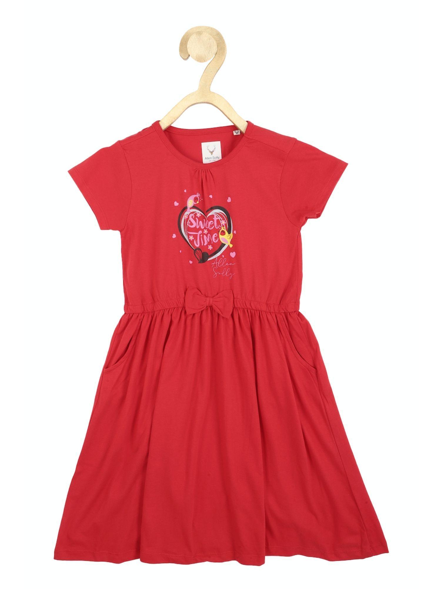 girls red graphic print regular fit casual dress