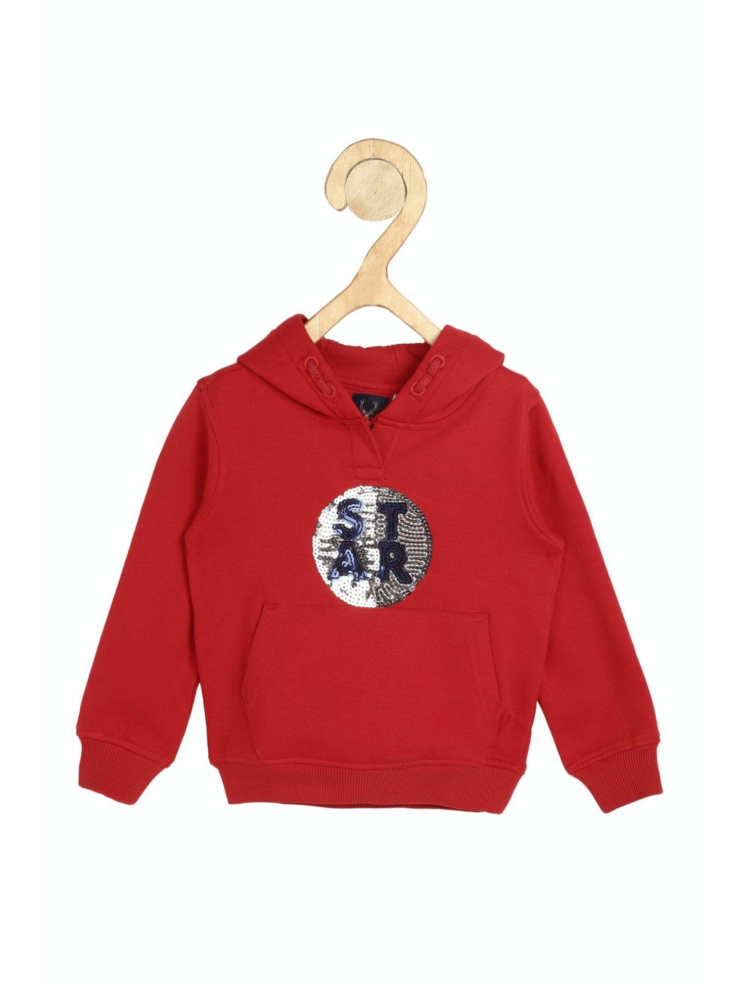 girls red graphic print regular fit sweatshirt