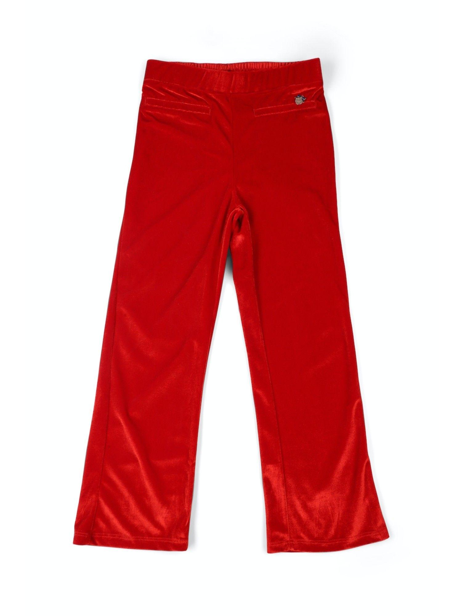 girls red plain leggings